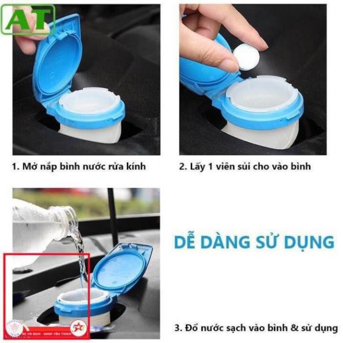 Viên sủi rửa kính ô tô - Hỗ trợ Tẩy sạch kính lái, 100% sinh học, thân thiện môi trường - V003