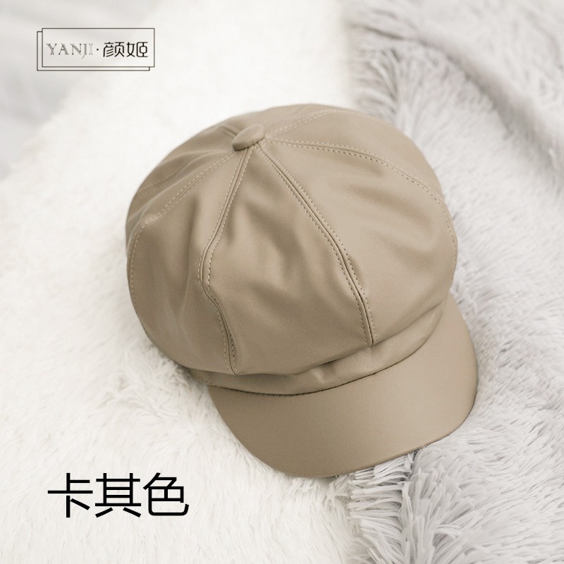 Mũ Beret Da Cao Cấp Màu Trơn Phong Cách Hàn Quốc Thời Trang Thu Đông Dành Cho Nữ