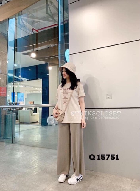 Quần suông ly, Quần ống rộng cạp chun chất tăm siêu xinh