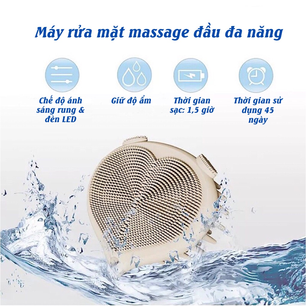 Máy rửa mặt kết hợp lược gội massage đầu MIANZ - BH 6 tháng