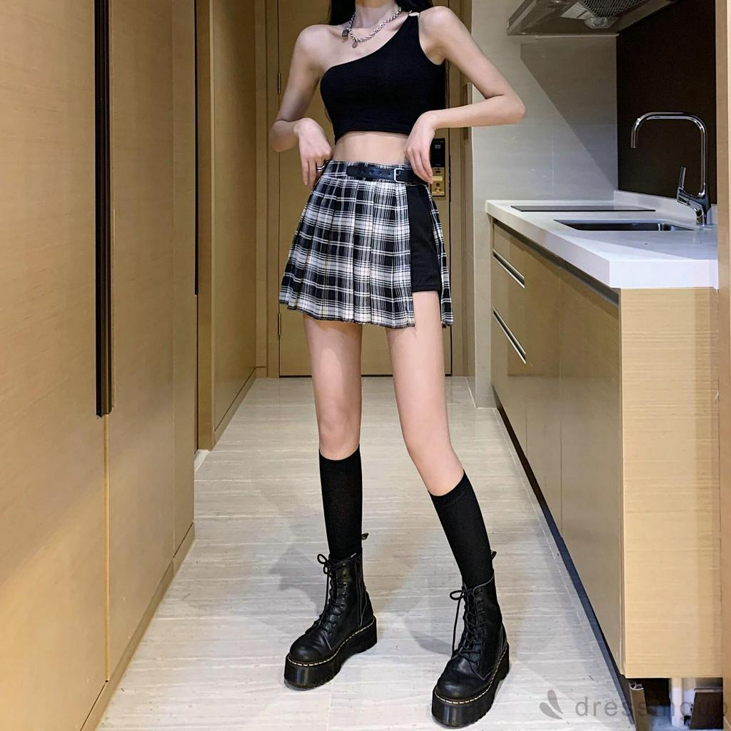 Chân Váy Nữ Lưng Cao Dáng Chữ A Họa Tiết Caro Thời Trang