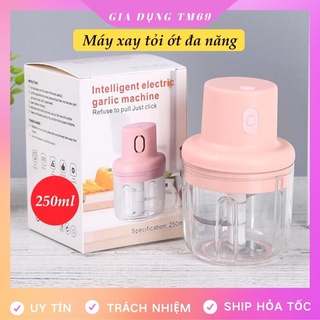 Máy Xay Tỏi Ớt Cầm Tay Mini Sạc Điện 250ml Đa Năng Say Thịt Sinh Tố Đồ Ăn Dặm Củ Quả, Tiện Lợi