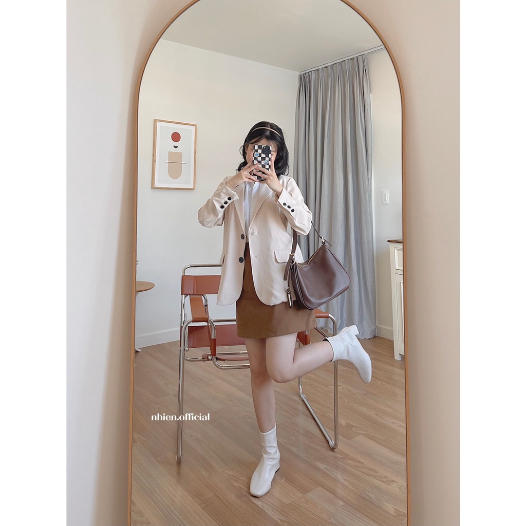 Áo khoác blazer nữ phói nút tay dài Nhienvintage_BA16
