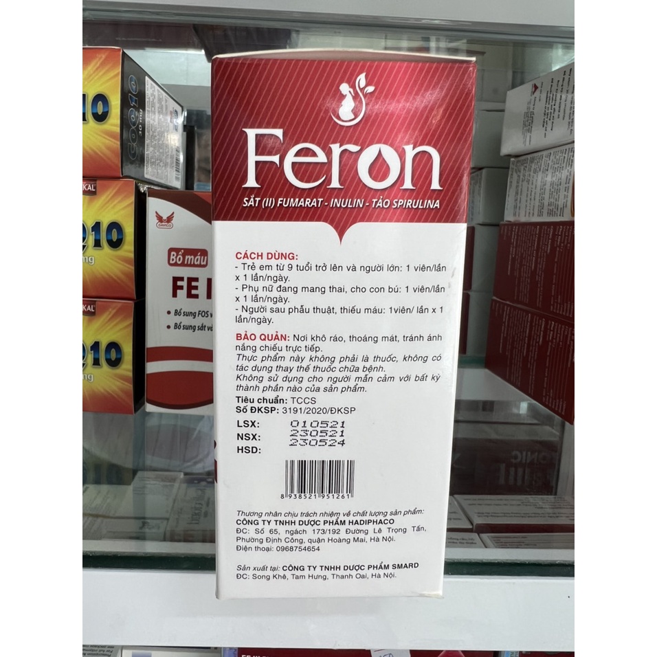 Viên Uống Feron  Bổ Sung Sắt Và Một Số Vitamin Tốt Cho Quá Trình Tạo Máu