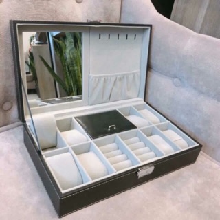 Hộp đựng đồng hồ 8 ngăn + ngăn trang sức (có  gương)