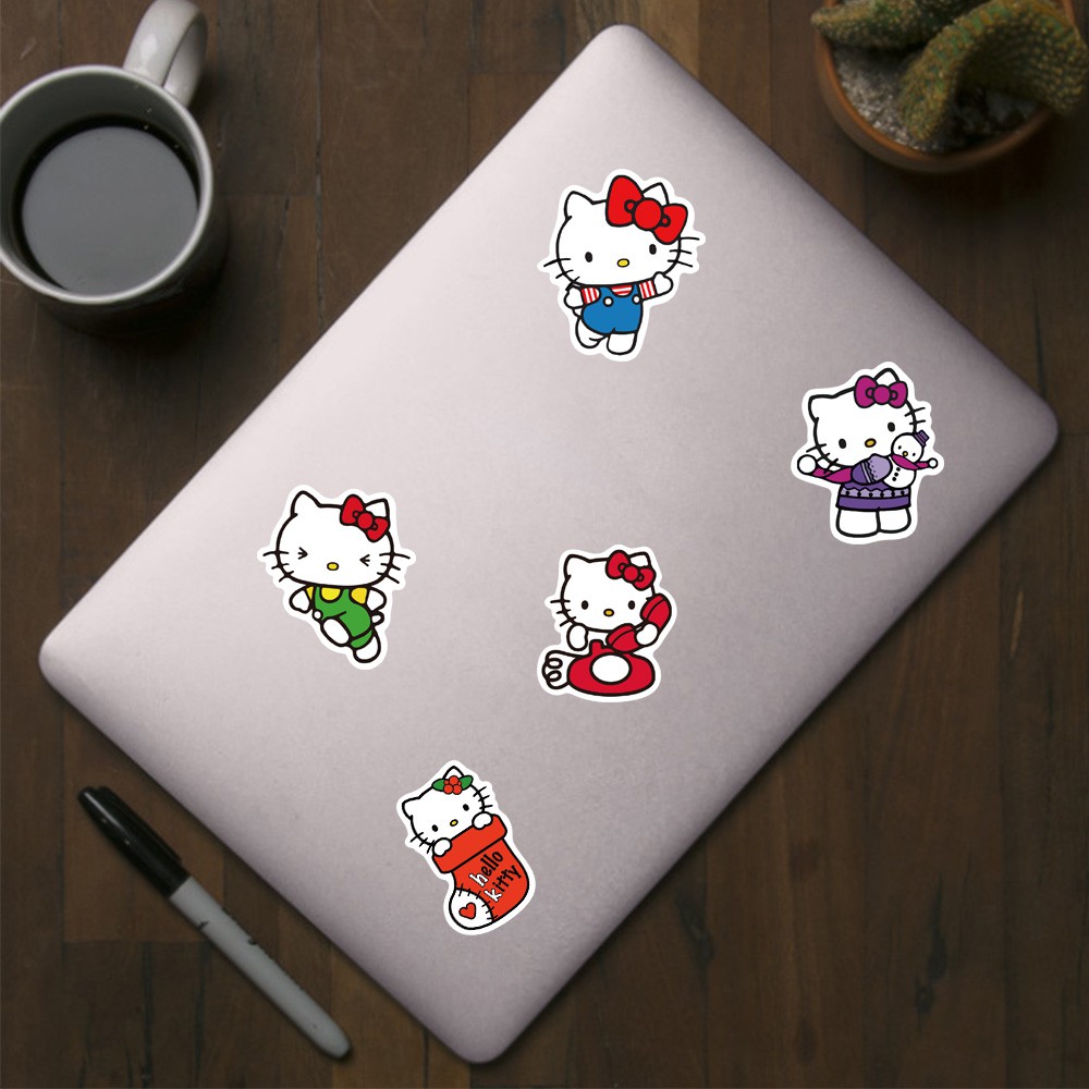 Set 50 nhãn dán họa tiết Hello Kitty xinh xắn