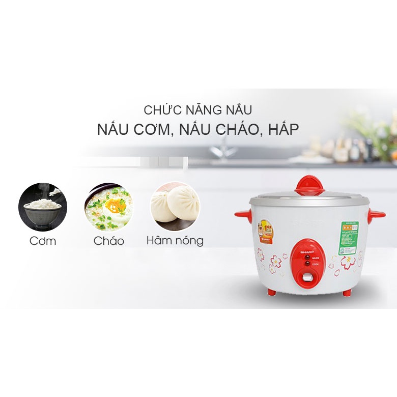 Nồi Cơm Điện Sharp KSH D22 2.2L, Thiết kế đẹp, Nấu cơm Ngon, tiết kiệm điện, Lòng Nồi nhôm Chống Dính, BH 24 tháng