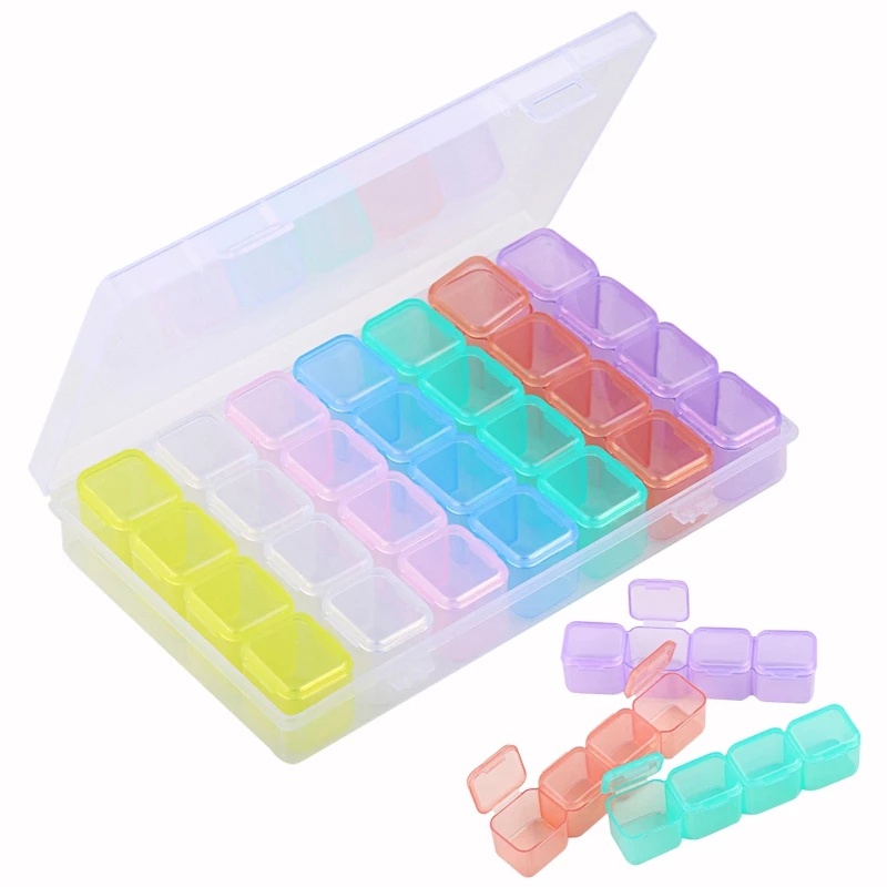 Hộp nhựa trong suốt đựng phụ kiện làm đồ trang sức có thể điều chỉnh 28 ngăn tiện dụng