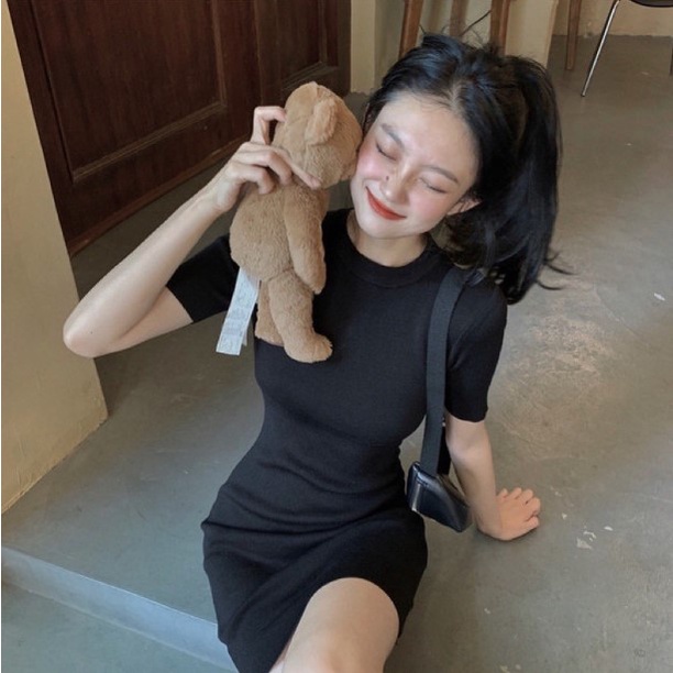 Đầm ôm boby tay ngắn chất thun Free Size 40-53kg dành cho nữ cá tính sexy