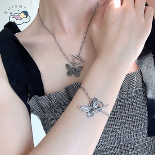 Vòng cổ + vòng đeo tay mặt hình bướm phong cách thời trang Hàn Quốc