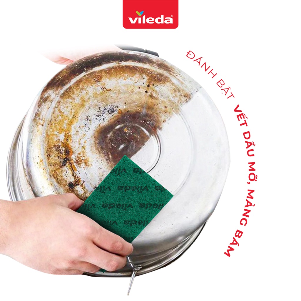 Miếng rửa chén VILEDA gói 4 miếng loại cứng, đánh rửa loại vết bẩn cứng đầu - TSU156163