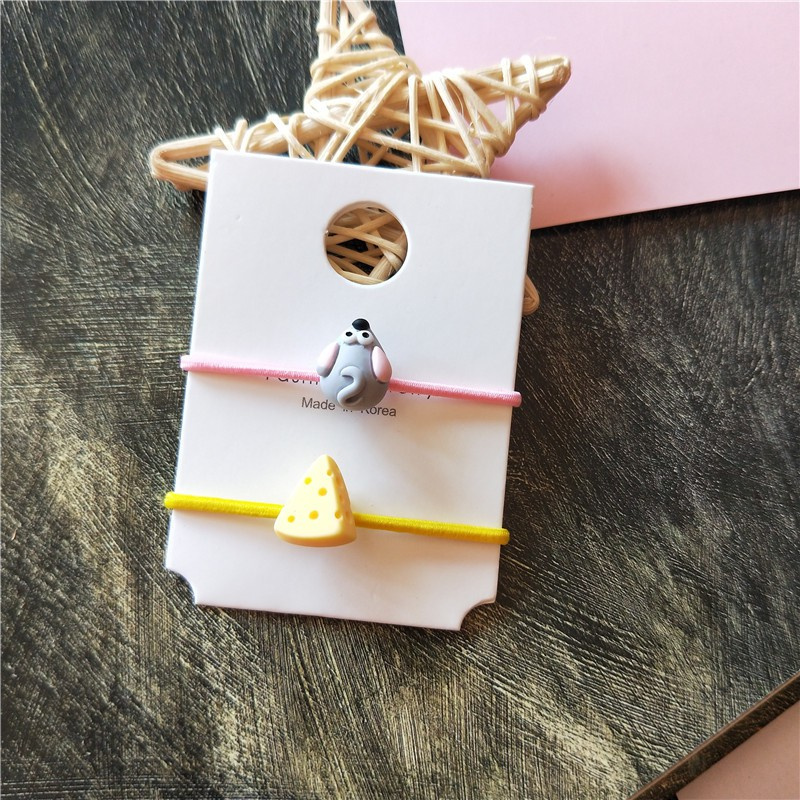 Set 2 Dây Cột Tóc Co Giãn Hình Gấu Trúc Dễ Thương Cho Nữ