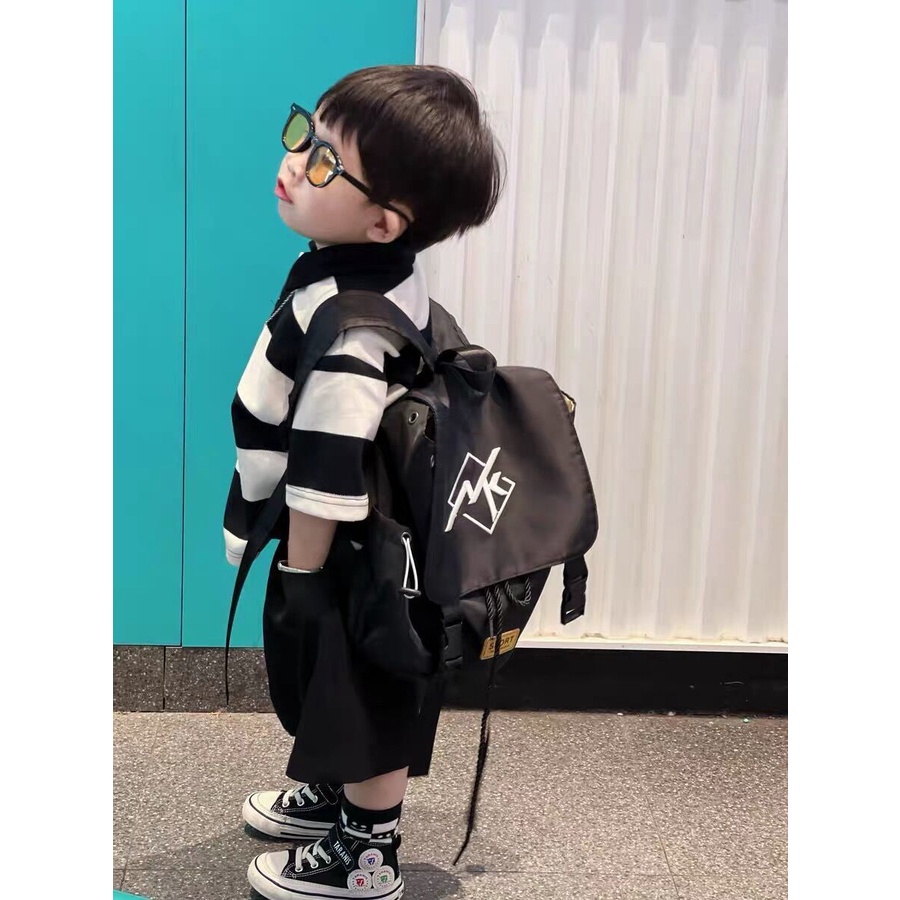 Bộ Áo Thun Cotton Ngắn Tay + Quần Short Dáng Rộng Phong Cách Hàn Quốc Thời Trang Mùa Hè Cho Bé Trai