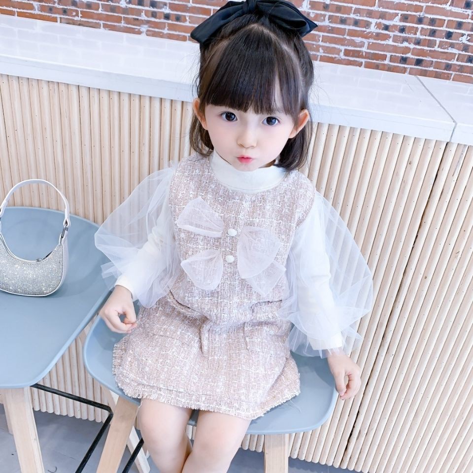Bộ đồ mùa thu cho bé gái, váy vest mới, người nổi tiếng mạng, công chúa hai mảnh trẻ em Phiên bản Hàn Quốc của m