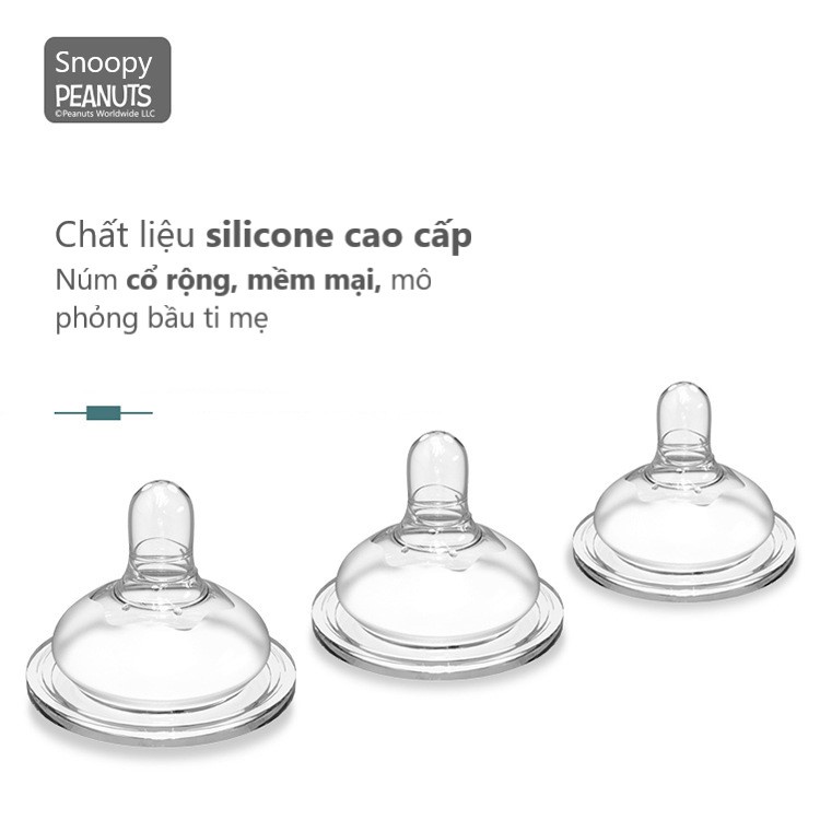 Bình Sữa Peanuts Snoopy 120ml - Bình Sữa Cổ Rộng Cho Bé Giống Philip Avent - Chất Liệu Thủy Tinh Chịu Nhiệt