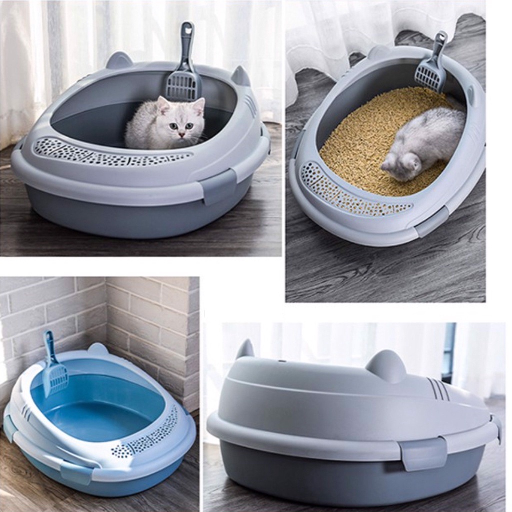 khay vệ sinh cho mèo hình tai mèo dễ thương(kèm xẻng) - supetshophn