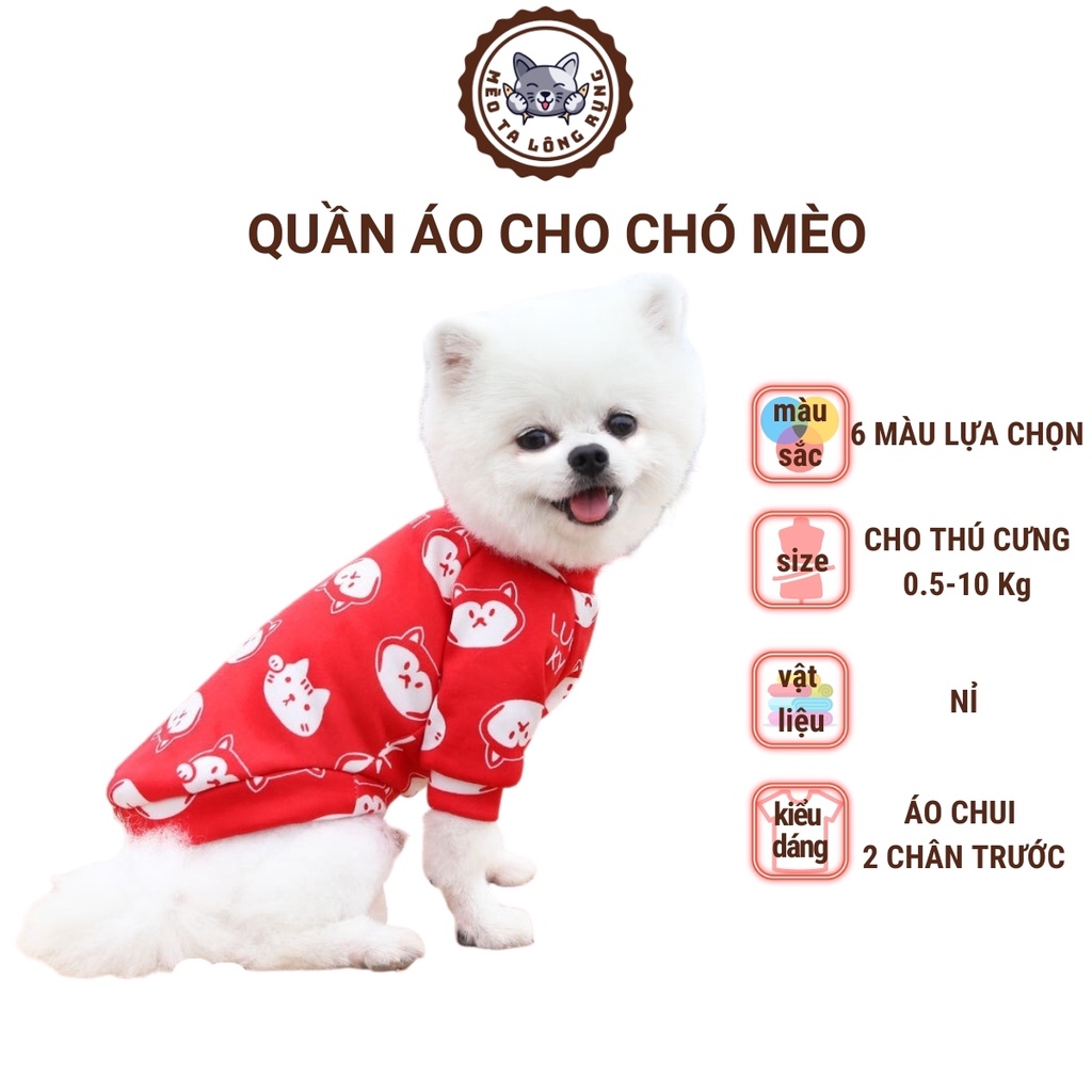 Quần Áo Cho Chó Mèo Thú Cưng Nỉ 100% Vải Mềm Mại, Thấm Hút Mồ Hôi, Co Giãn 4 Chiều Từ 500 Gram Đến 10 Kg