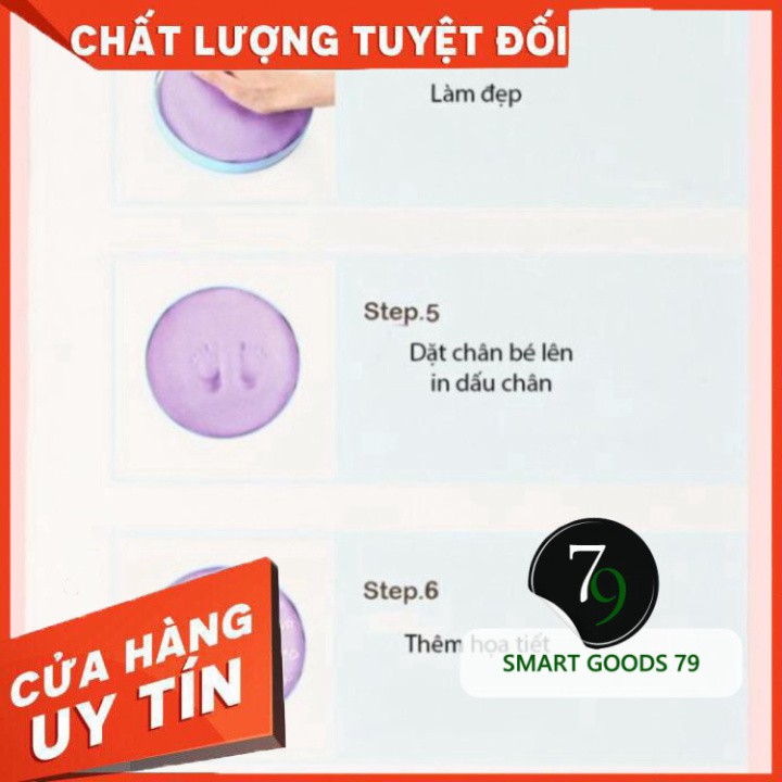 [ Chính Hãng ] [Freeship 204] Bộ khung hộp in dấu vân chân tay chân cho bé sơ sinh lưu dữ kỷ niệm bằng đất sét