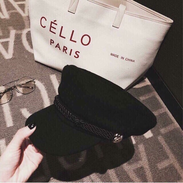 Mũ thủy thủ LASSY Mũ beret phong cách Military hàn quốc có dây chỉnh size mũ