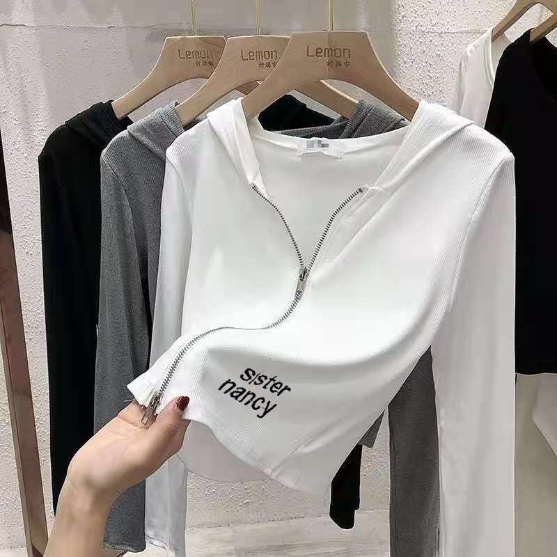 Áo Cardigan Tay Dài Có Nón Trùm Đầu Khóa Kéo Phong Cách Phương Tây Mới Dễ Phối Đồ Dành Cho Bạn Nữ