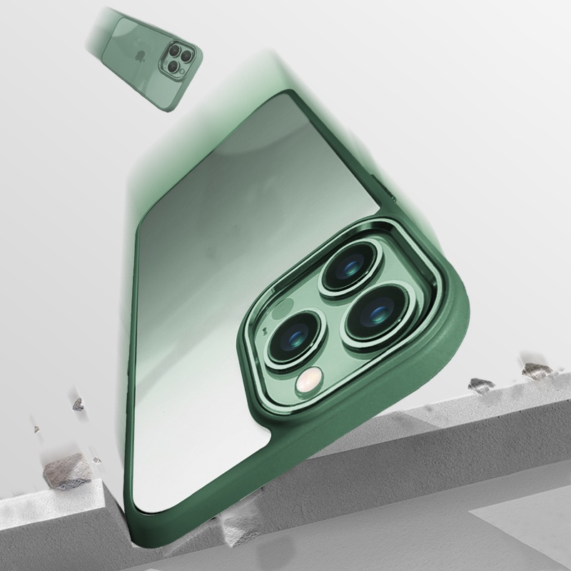 Ốp Điện Thoại Silicon Trong Suốt Viền Kim Loại Sang Trọng Chống Sốc Cho iPhone 13 12 Mini 11 Pro XS Max XR X 7 8 Plus