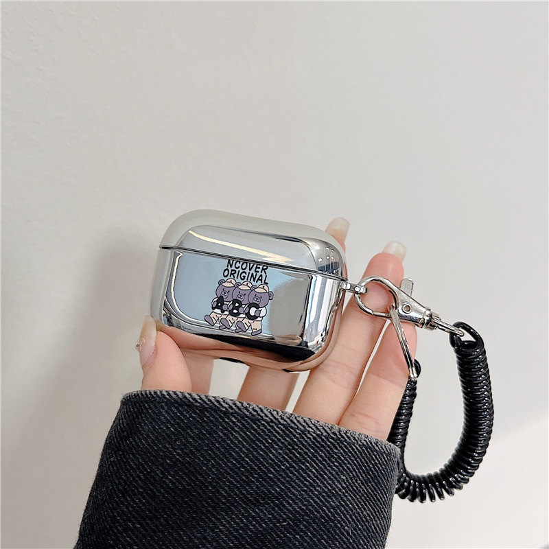 Vỏ tpu Mạ Điện Họa Tiết Hoạt Hình Có Dây Đeo Bảo Vệ Hộp Sạc Tai Nghe airpods 2 / 3 Ốp