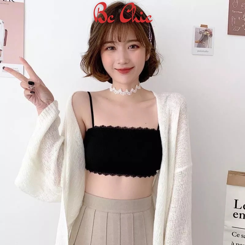 Áo Lót Nữ , Áo bra gân tăm viền cài sau 2 dây nâng ngực sexy điệu đà mẫu B636 BC_CHIC LINGERIE