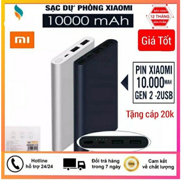 Pin Sạc Dự Phòng Xiaomi Type- C gen 3 Pro 10000mAh - Cổng sạc nhanh 18w, Bảo hành 12 tháng 1 Đổi 1