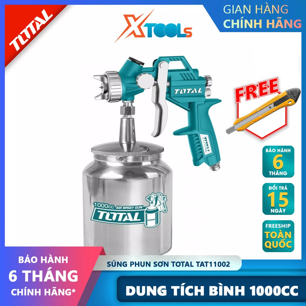 Súng phun sơn Total TAT11002 máy phun sơn cầm tay Đầu vòi 1.5mmÁp lực 3-4bar(43.5-58psi)Mức tiêu thụ 4.2-7.1cfm [XTOOLs]