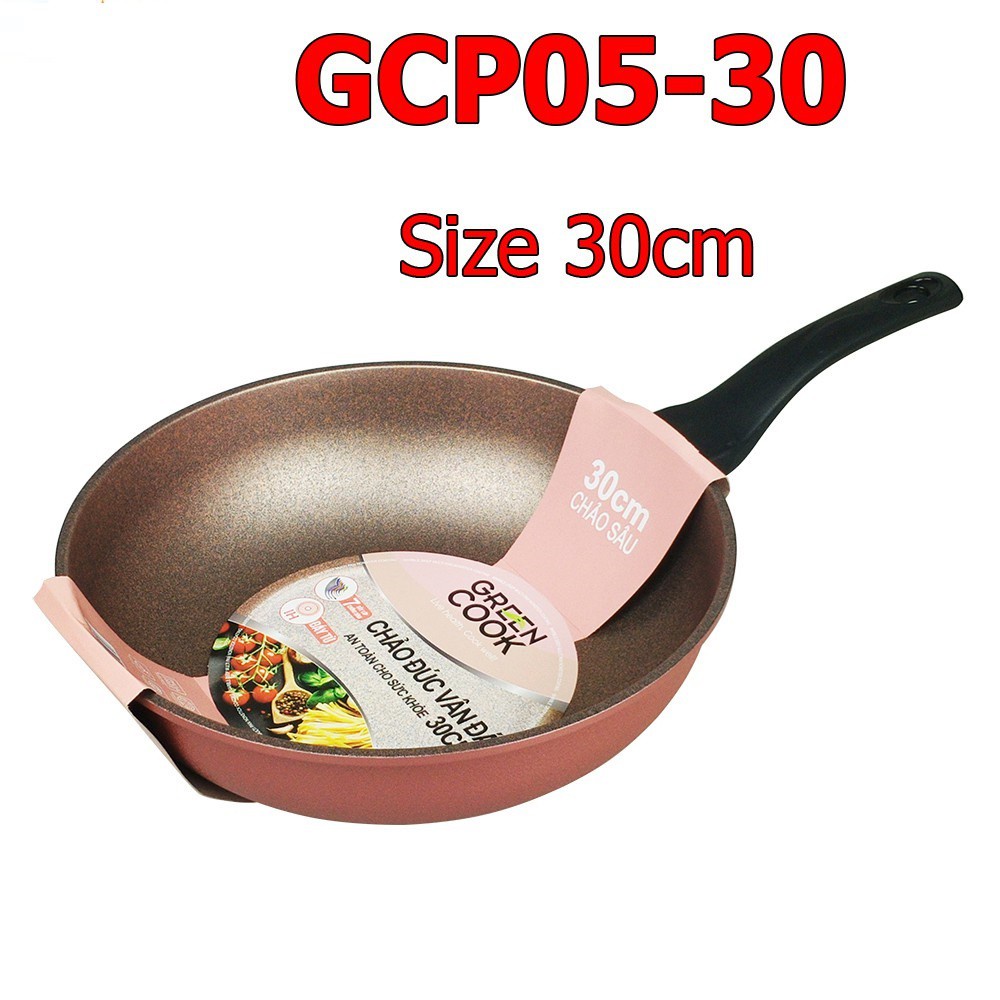 Chảo đúc vân đá đáy từ chống dính Green Cook GCP05 (size 20-24-26-30cm) dùng được cho mọi loại bếp