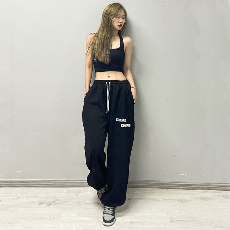 Quần Dài Ống Rộng Phong Cách Hiphop Đường Phố Cá Tính Cho Nữ