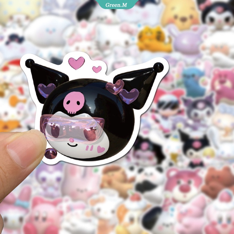 SANRIO Bộ 50 Miếng Dán Trang Trí Laptop Họa Tiết Mèo Hello Kitty Dễ Thương