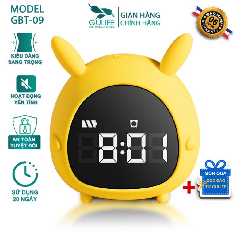 ✅ Đồng Hồ Báo Thức Nhiều Mẫu Mã Cute GULIFE - Đồng Hồ Báo Thức Thức Mini USB Màn Hình LED HD, Quà Tặng - GBT09