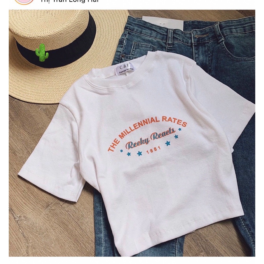 áo kiểu in chữ dáng croptop 1881 pc