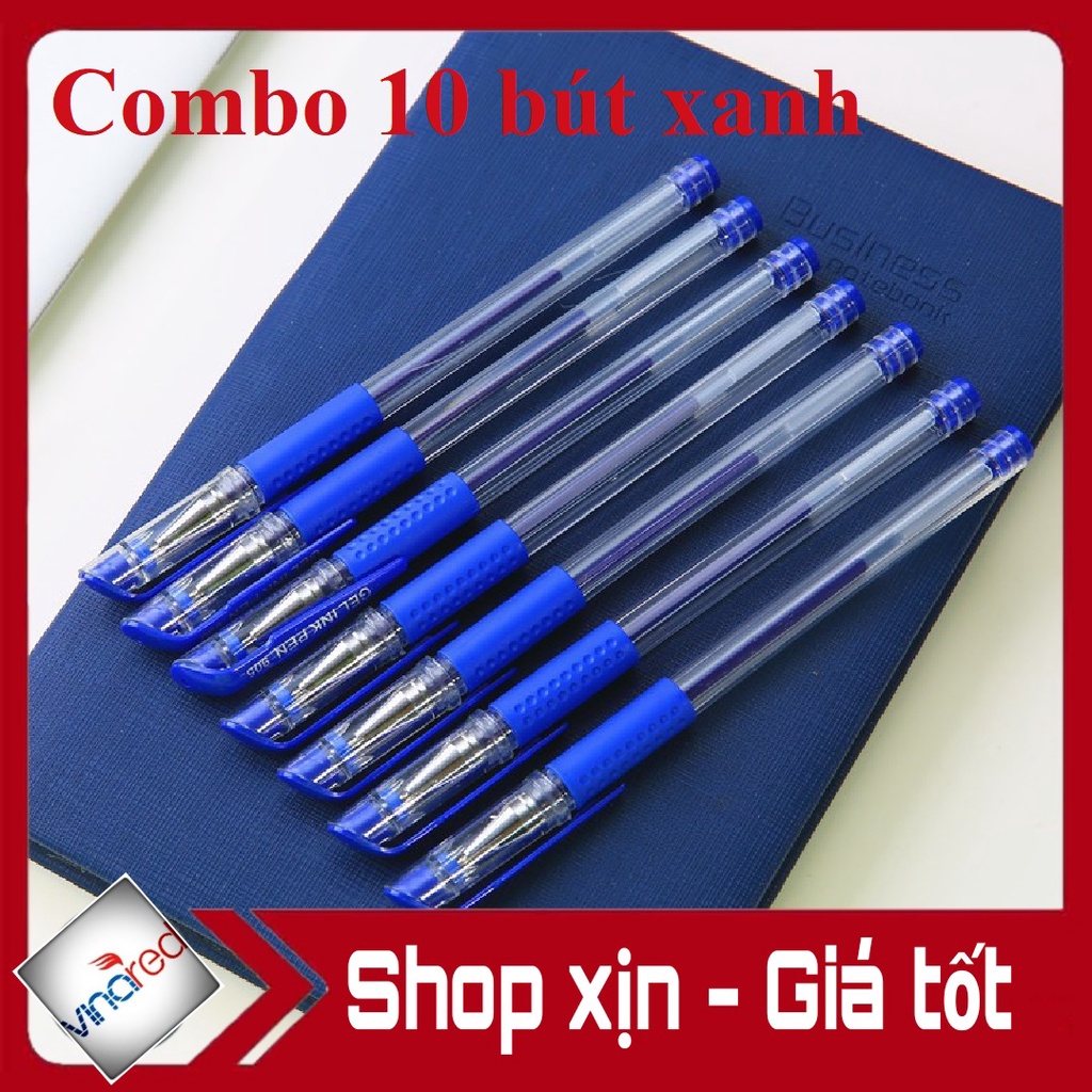 Set 1/2/5 cây bút bi mực xanh đầu nhỏ ghi siêu đẹp