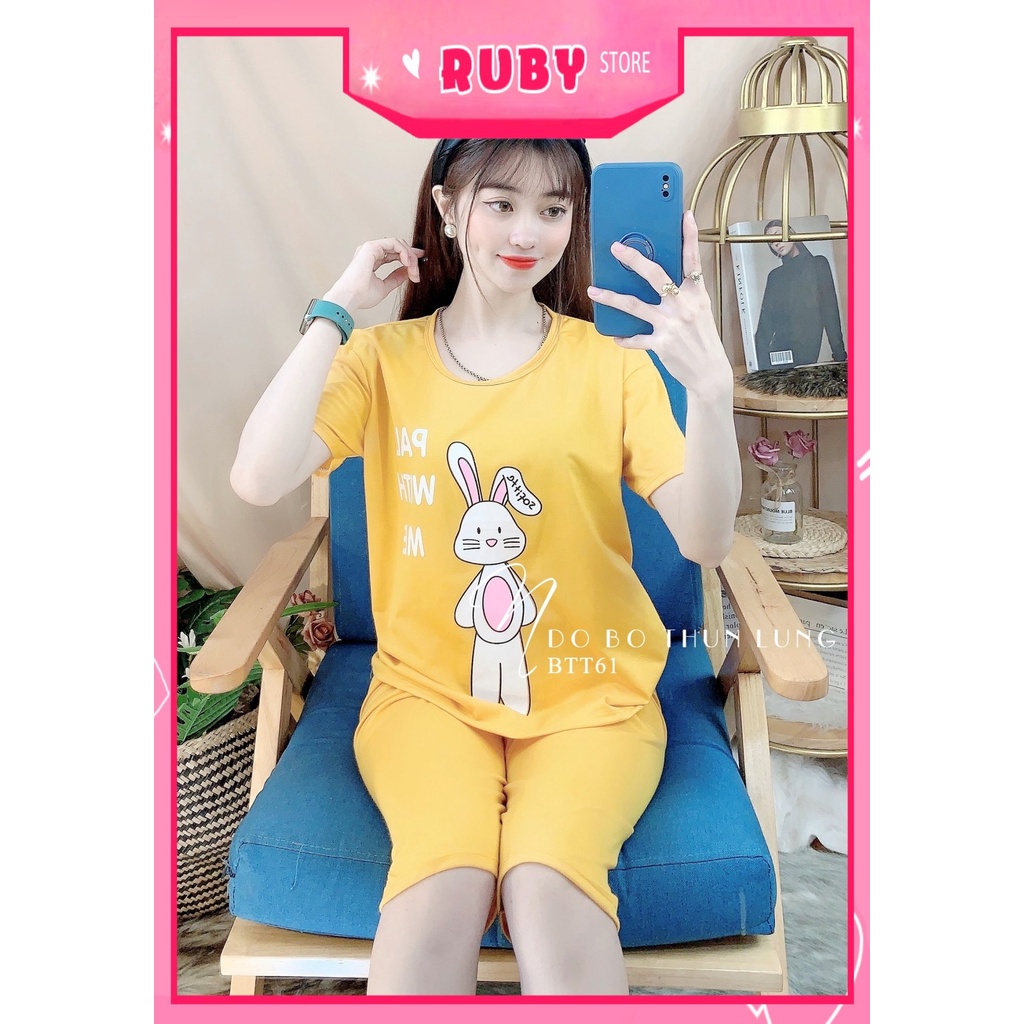 Đồ bộ nữ mặc nhà chất thun mềm mịn mát in hình thỏ hoạt hình dễ thương BTT61