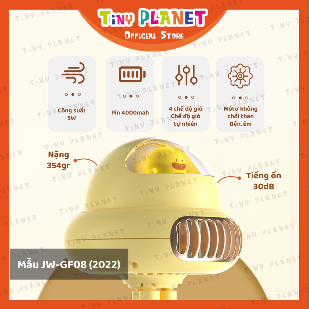 Quạt mini JW-GF07 JW-GF08 cỡ lớn pin 4000mah và 10000mah kẹp bàn, xe đẩy, sử dụng văn phòng, du lịch