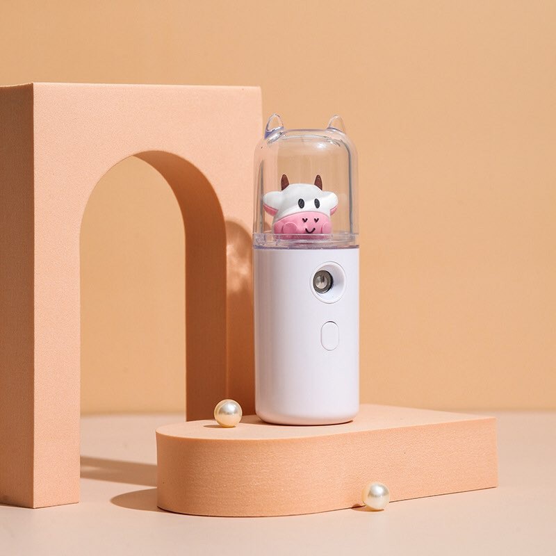 [𝐍𝐄𝐖] Máy phun sương mini sạc tích điện Unicorn Sleepy 30ml, Hình Chú Bò Sữa 4 Màu