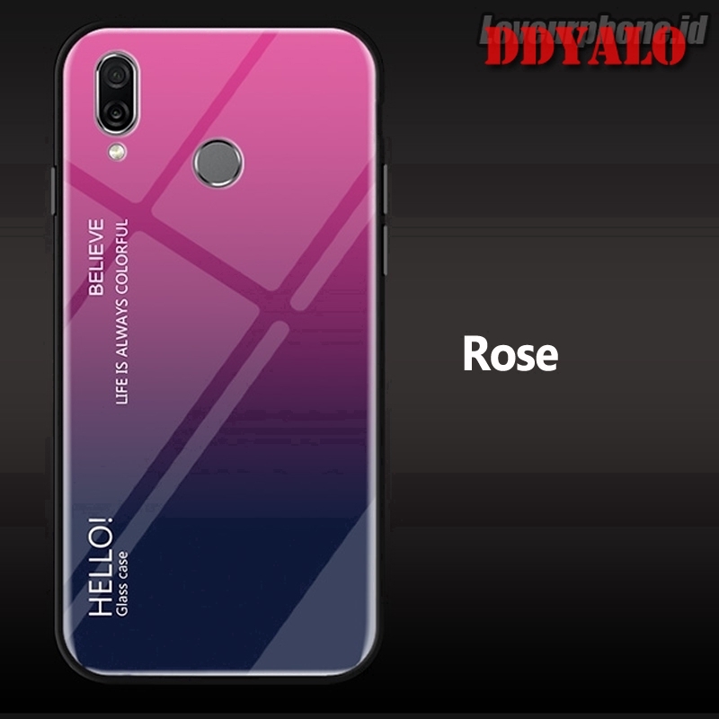 Ốp điện thoại TPU mềm có mặt kính cường lực phối màu đậm nhạt dành cho Samsung Galaxy M20 M10 A30 A50