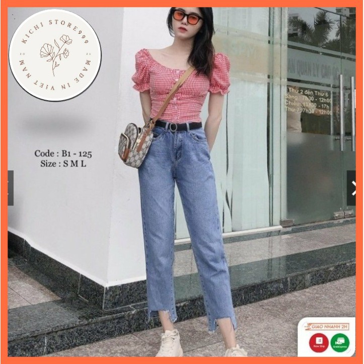 Quần Jean phong cách baggy thời trang nữ Kichistore , Quần Baggy Jean cao cấp nữ M125