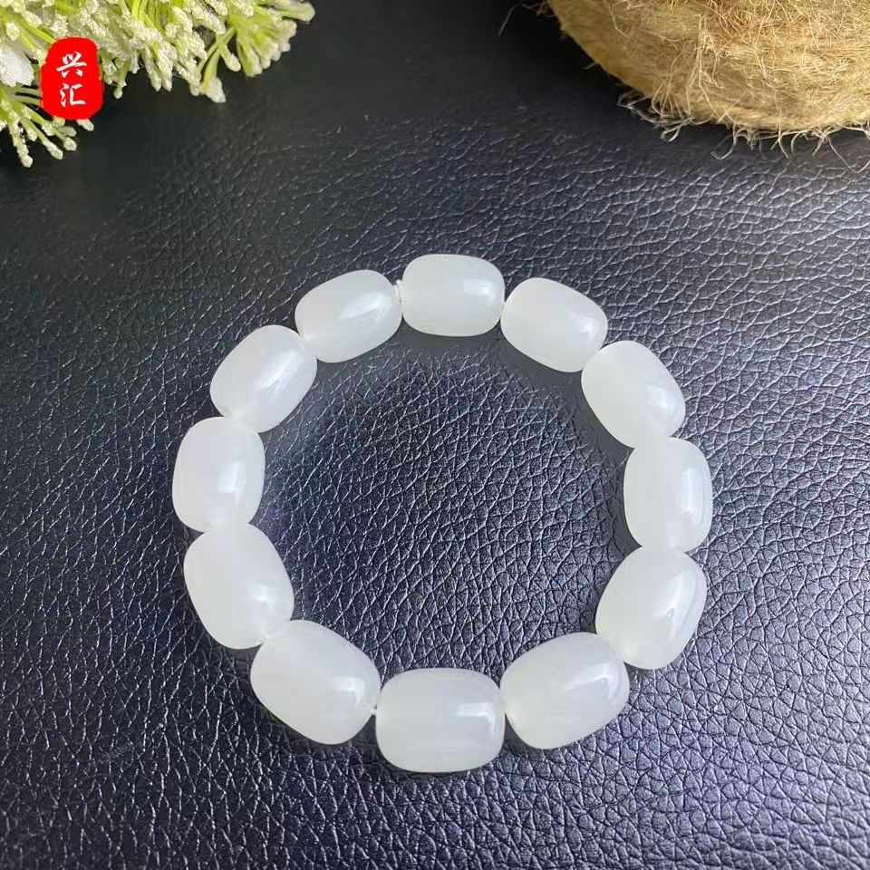Vòng Tay Chuỗi Hạt Ngọc Bích Trắng Thời Trang Cho Cặp Đôi