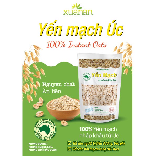 Yến mạch nguyên chất ăn liền Xuân An 400g (tặng 150g)