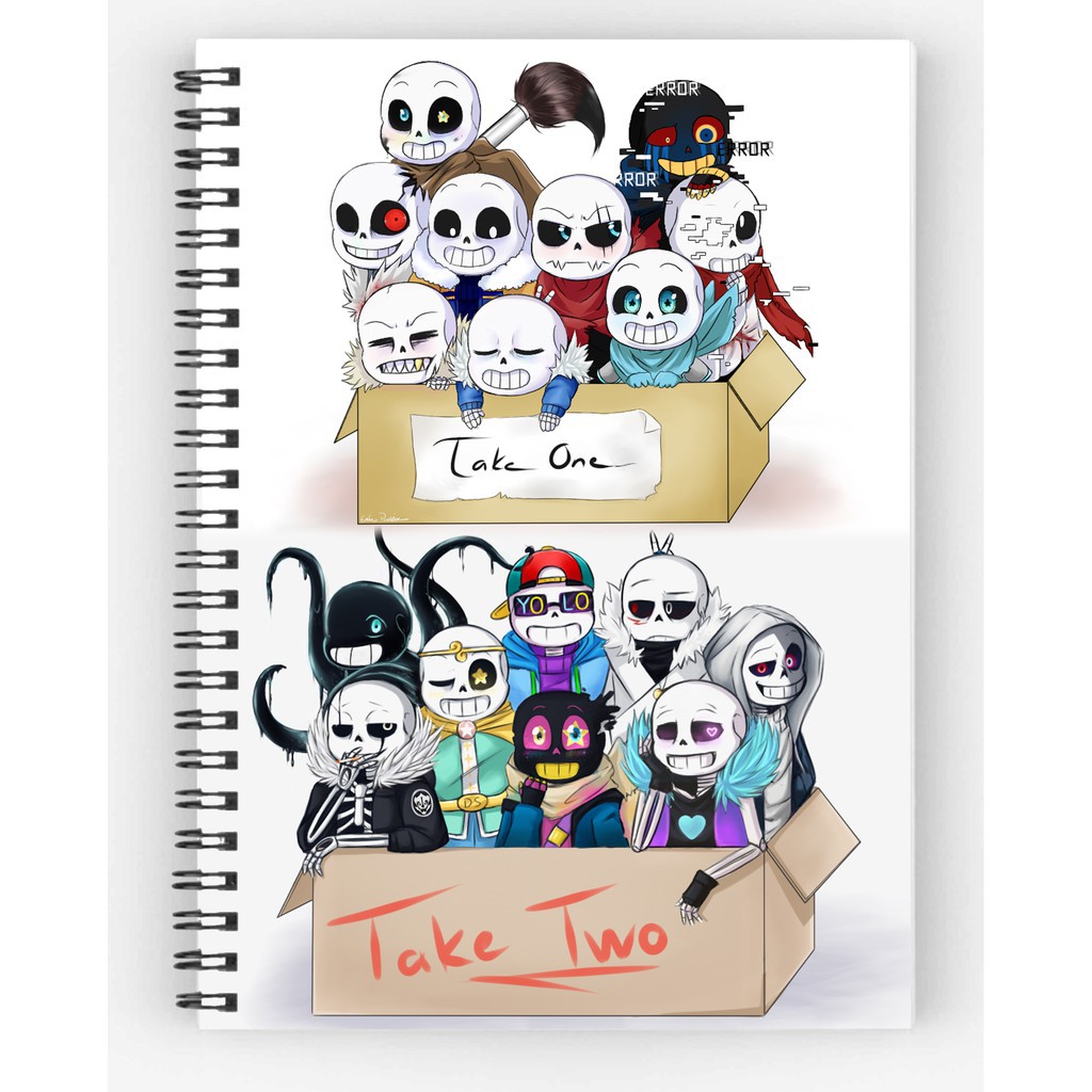 sổ tay sans undertale ink sổ gáy xoăn