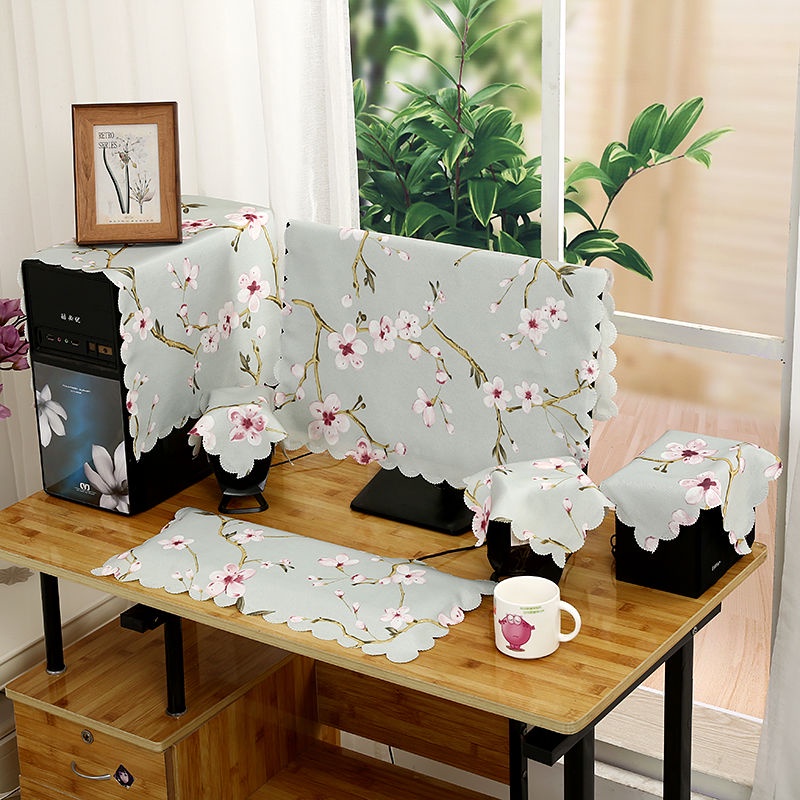 Phủ Máy Tính. Tấm Vải cotton Lanh Bọc Màn Hình Máy Tính LCD Chống Bụi Ốp