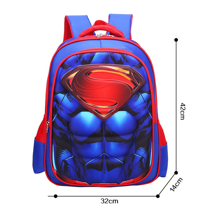 Balo học sinh từ lớp 1 - 3 siêu nhẹ in hình 3D Tổng hợp Nhân vật anh hùng (42 x 32 x 14 cm) TX00077