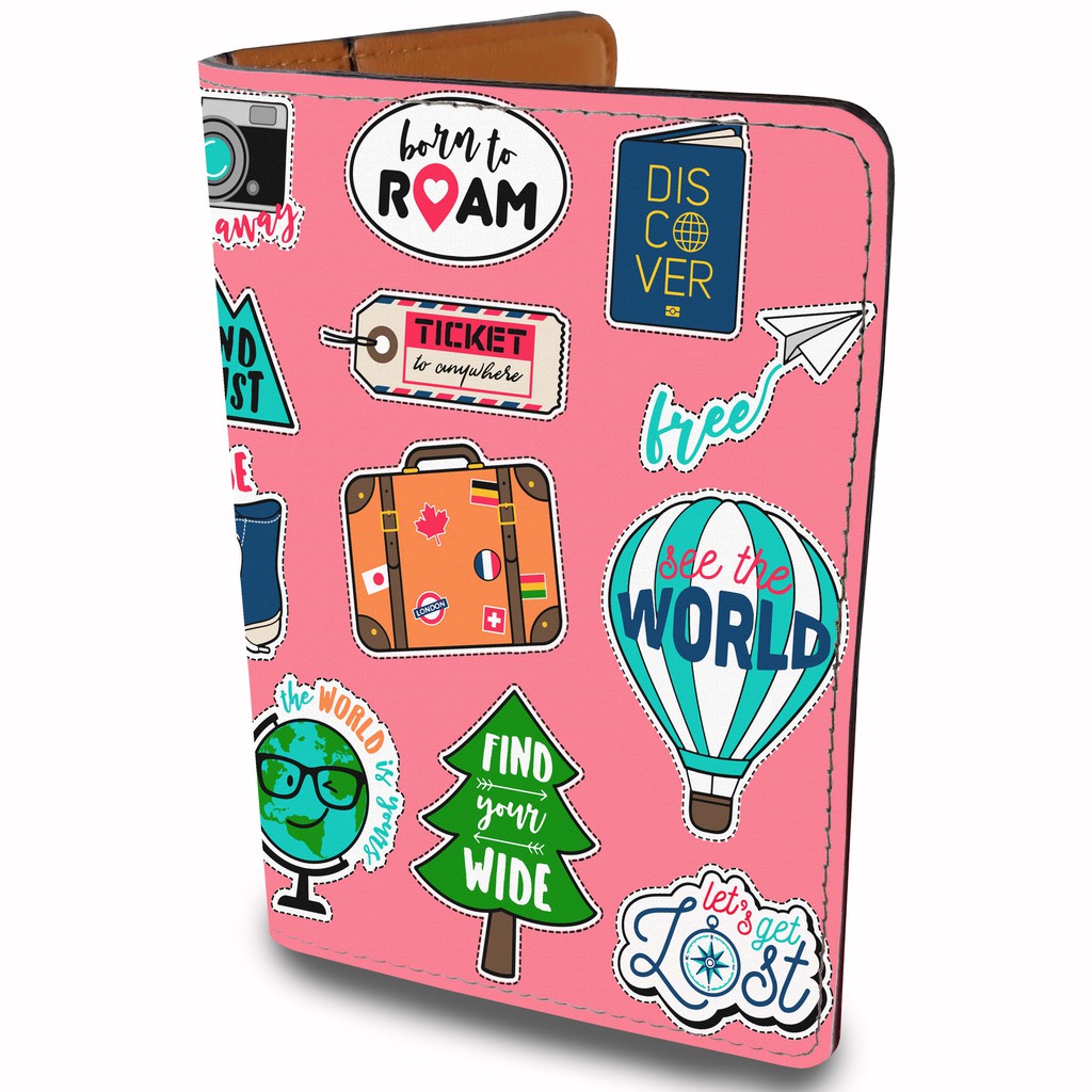 Ví Đựng Passport Du Lịch STICKERS TRAVEL Siêu Cute - Bao Da Hộ Chiếu Cover Sắc Màu Thiết Kế ĐẸP - ĐỘC - ĐƠN GIẢN - LT002