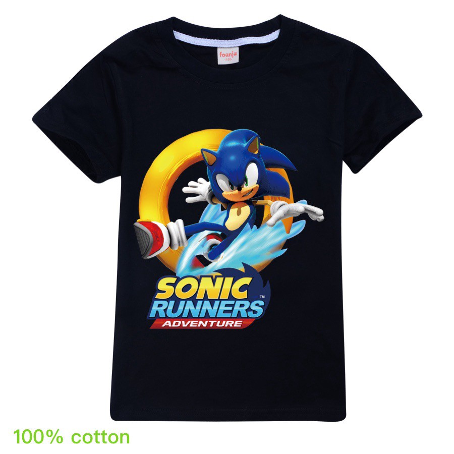 XẢ KHO Áo Thun Cotton Tay Ngắn In Hình Sonic Thời Trang Mùa Hè Cho KIS