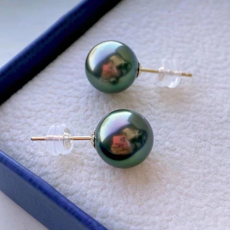 Tahiti Khuyên Tai Tròn Đính Ngọc Trai Đen / Xanh Lá / Chim Công Cơ Bản Dễ Phối Đồ Phong Cách Cơ Bản