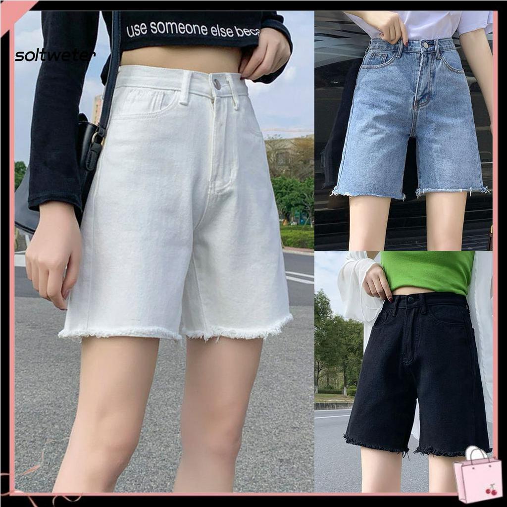 Quần Short Nữ Jeans Denim Lưng Cao Thời Trang Hàn