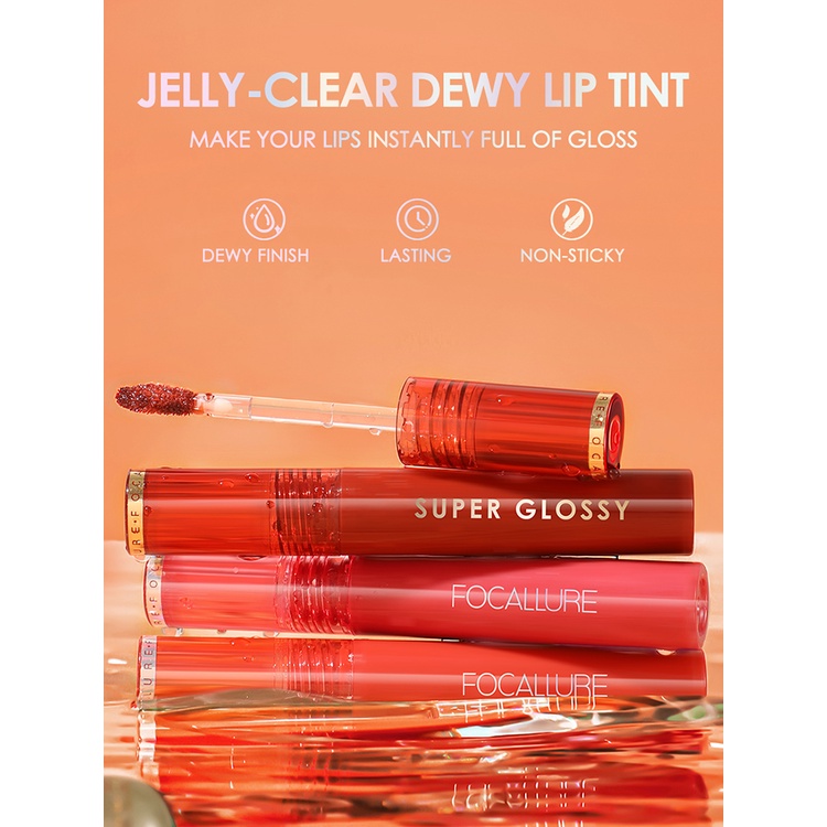 Còn Hàng Focallure Dưỡng Ẩm Và Lâu Trôi Màu Cao Jelly Nước Bóng Môi Tráng Men Chống Nước Môi Bóng